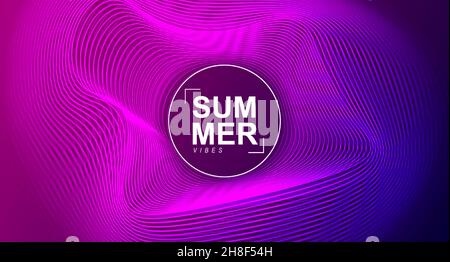 Leuchtende dynamische lineare Wellen. Wellenfluid formt den Hintergrund. Moderner Hintergrund für Musik, Spiele, Multimedia. Stock Vektor