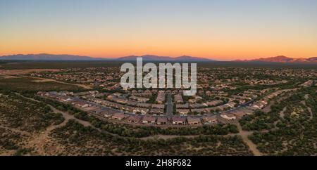 Quail Creek Wohnviertel in Sahuarita, Luftpanorama Stockfoto