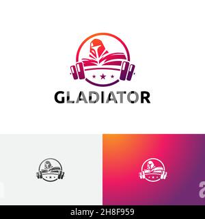 Logo Des Starken Gladiators Knight Spartan Warrior Gym Sport Fitness Stock Vektor