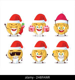 Santa Claus Emoticons mit dalgona Süßigkeiten Schmetterling Cartoon-Figur. Vektorgrafik Stock Vektor