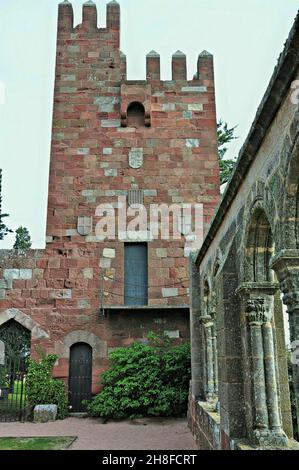 Schloss Kloster von San Miguel de Escornalbou in Riudecañas Region Baix Camp Provinz Tarragona, Katalonien, Spanien Stockfoto