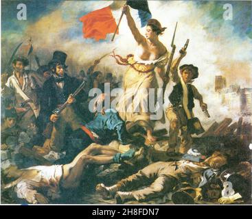 La Liberté guidant le peuple, le 28 Juillet 1830. Peinture d'Eugène Delacroix. Huile sur toile. 259 CMX 325 cm. 1830 Stockfoto