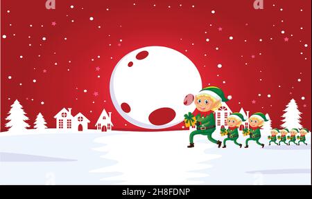 Komplette Familie genießen mit Weihnachtsgeschenken Stock Vektor