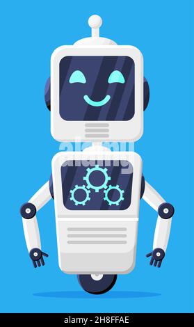Happy Smiling Robot mit Bubble Speech isoliert. Stock Vektor