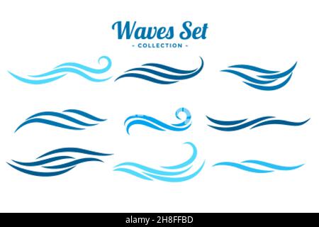 Abstract Waves Logo Konzept Satz von neun Stock Vektor