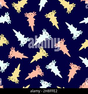 Niedliche Karikatur axolotl. Nahtloses Muster. Vektor. Stock Vektor
