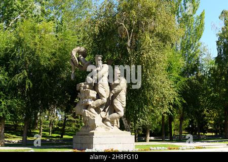 Wolgograd, Russland-16. September 2021: Skulptur im Gedenkkomplex zur Erinnerung an die Schlacht von Stalingrad. Stockfoto