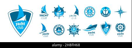 Eine Reihe von Vektor-Yacht-Logos auf weißem Hintergrund Stock Vektor