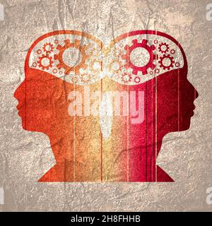 Profilansicht des menschlichen Avatars. Zwei GesichtsSilhouetten. Teamwork-Konzept Stockfoto