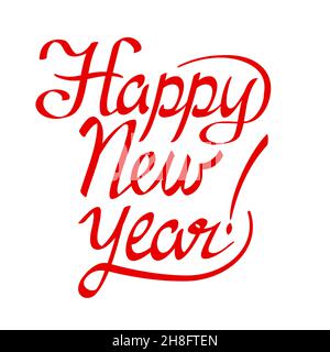 Illustration des Happy New Year Schriftzüge und Kalligrafietextes Stock Vektor