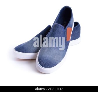 Herren Jeansschuhe isoliert auf Weiß. Stockfoto