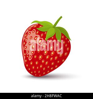 Erdbeeren, süße Früchte flach Stil, Erdbeer-Symbol isoliert auf weißem Hintergrund, Vektor-Illustration. Stock Vektor