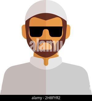 Ikone des muslimischen Mannes. Bärtiger Kerl im Sonnenbrille-Avatar Stock Vektor
