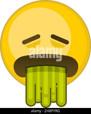 Emoji erbrechen. Angewiderter Gesichtsausdruck. Krankheitssymbol Stock Vektor