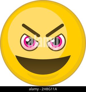 Böses Grinface. Gelbe Kugel mit roten Augen. Symbol für schlechtes Verhalten Stock Vektor