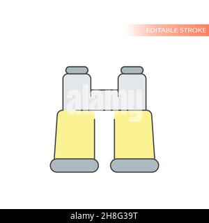 Linienvektorsymbol des Fernglases. Umreißen Sie das binokulare Symbol mit einem farbigen, bearbeitbaren Strich. Stock Vektor