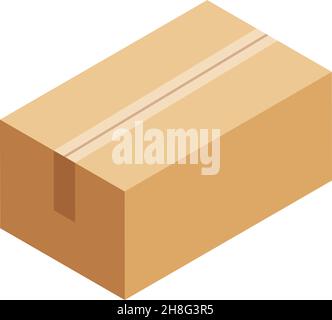 Geschlossener Karton. Versiegeltes Paket. Isometrisches Symbol Stock Vektor