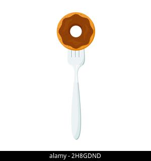 Donut auf Gabeln Konzept der Ernährung. Vektorgrafik. EPS 10 Stock Vektor