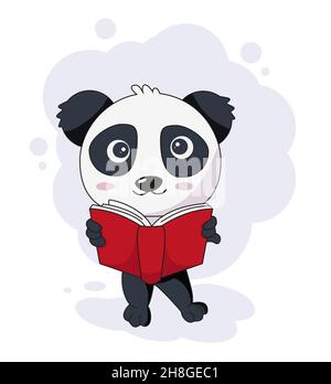 Netter Panda liest ein Buch Vektor Illustration EPS 10 Stock Vektor