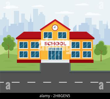 Vektorgrafik Schule Illustration. Zurück zur Schule Bunte Banner Cartoon Stil EPS 10 Stock Vektor