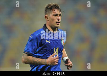 Salvatore Esposito Italien U21 Spieler, während des Freundschaftsspiels zwischen Italien und Rumänien Endergebnis 4-2, Spiel im Benito Stirpe Stadion in gespielt Stockfoto