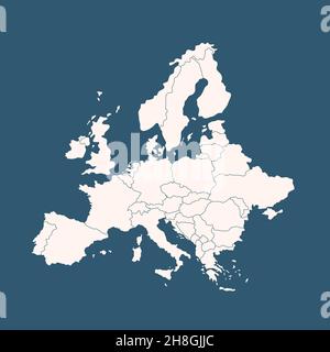 Hochwertige Karte Europa mit Grenzen der Regionen Stockfoto