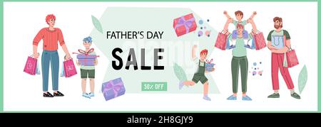 Väter Tag Poster oder Flyer Vorlage, Website-Header oder Rabatt, Vektor-Illustration. Stock Vektor