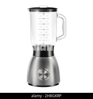 Mixer. Entleeren Sie den Entsafter oder den Mixer. Isolierte elektrische Küchengeräte. Realistische 3D-Vektor-Illustration Stock Vektor