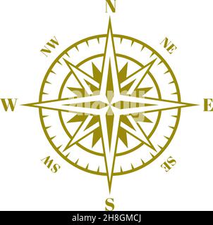 Kompasssymbol. Emblem der Windrose. Retro-Geografie-Tool Stock Vektor