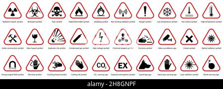 Warnblinkanlage. Vorsicht Gefahrensymbol, Vektorgrafik, isolierter Symbolsatz. Stock Vektor