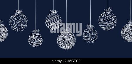 Elegante Weihnachtskugeln nahtlose Muster, hand gezogenen Kugeln - toll für Textilien, Tapeten, Einladungen, Banner - Vektor Oberflächengestaltung Stock Vektor