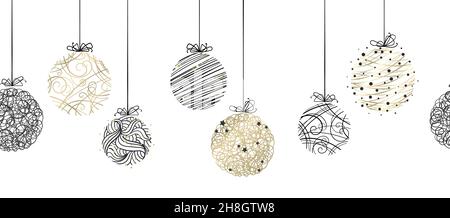 Elegante Weihnachtskugeln nahtlose Muster, hand gezogenen Kugeln - toll für Textilien, Tapeten, Einladungen, Banner - Vektor Oberflächengestaltung Stock Vektor
