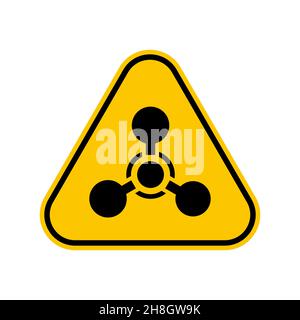 Warnschild für chemische Waffen, gelbes Dreieck Warnsymbol, isoliert auf weißem Hintergrund, Vektorsymbol Stock Vektor