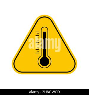Warnschild für hohe Temperaturen, Warnsymbol für gelbes Dreieck, isoliert auf weißem Hintergrund, Vektorsymbol Stock Vektor