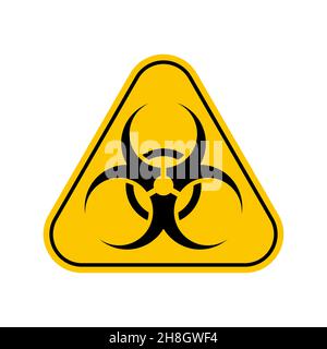 Biohazard Symbol, Zeichen der biologischen Bedrohung Alarm, gelbes Dreieck Zeichen isoliert auf weißem Hintergrund, Vektor-Symbol Stock Vektor