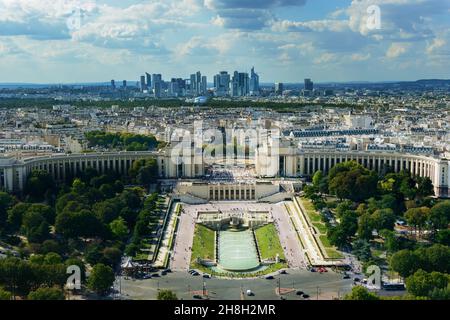 Blick auf die Gärten des Trocadero, Paris, Frankreich Stockfoto