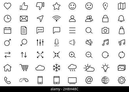 Lineare Web-Symbole. Satz universeller Symbole für Web und mobile Geräte Stock Vektor