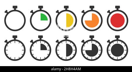 Stoppuhrsymbole eingestellt, Timer-Symbole Vektor-Flat-Design Stock Vektor