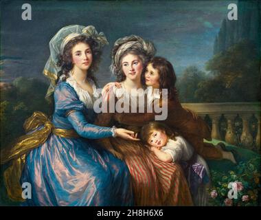 Die Marquise de Pezay und die Marquise de Rougé mit ihren Söhnen Alexis und Adrien, Porträtmalerei von Elisabeth Vigee Le Brun, 1787 Stockfoto