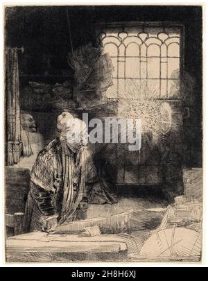 Rembrandt van Rijn, Faust, Radierung, um 1652 Stockfoto