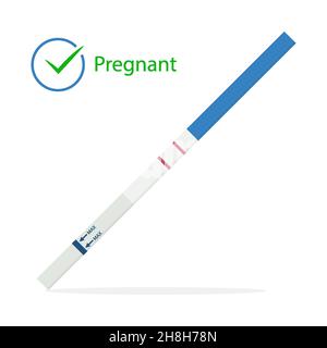 Positiver Schwangerschaftstest, isoliert auf weißem Hintergrund, flaches Design Stock Vektor