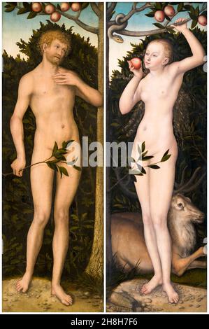 Adam und Eva, Gemälde von Lucas Cranach dem Älteren, 1533-1537 Stockfoto