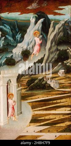 Johannes der Täufer, der in die Wildnis eintritt, Gemälde von Giovanni di Paolo, 1455-1460 Stockfoto