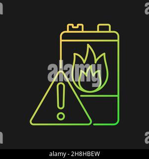 Batterie Entflammbarkeit Gradientenvektor-Symbol für dunkles Thema Stock Vektor