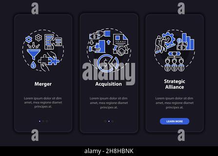 Externe Erweiterung dunkel Onboarding mobile App Seite Bildschirm Stock Vektor