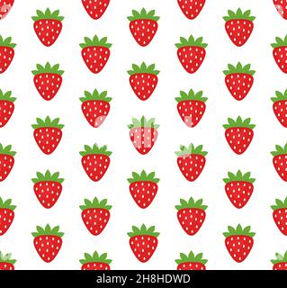 Vektor nahtloses Muster in Erdbeeren auf weißem Hintergrund eps Stock Vektor