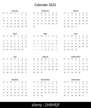 2020 Jahreskalender - 12 Monate Jahreskalender Stock Vektor