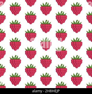 Vektor nahtloses Muster in Himbeeren auf weißem Hintergrund Stock Vektor