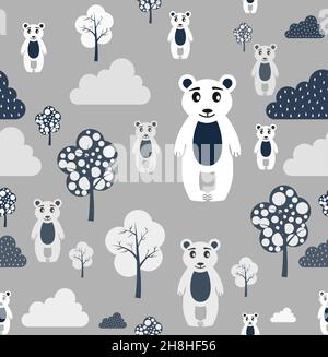 Vektor skandinavisches Muster. Tiere, Bären Wigwam Berge asketische eps Stock Vektor