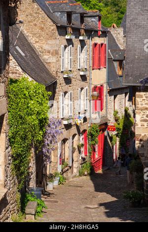 Frankreich, Cotes d'Armor, Dinan, Rue du Petit Fort in der Altstadt Stockfoto